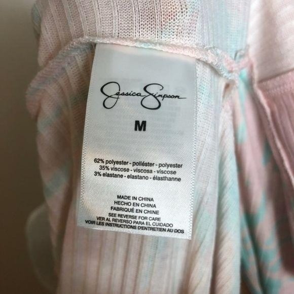 Jessica Simpson Pullover Top Tie Dye Pink Blue Medium Spin Wheel Splatter - Picture 4 of 4